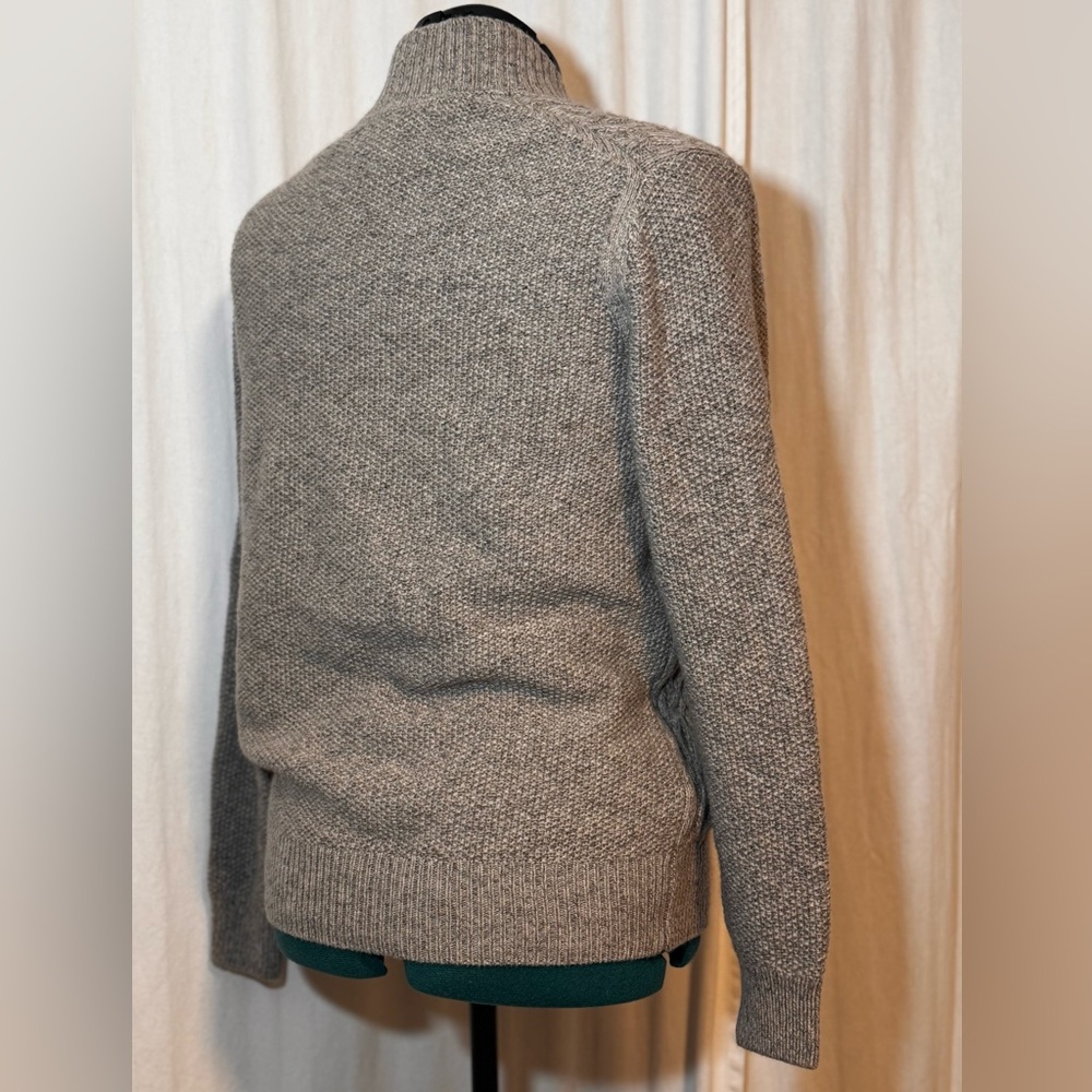 VTG Joseph Abboud Men's M Tan Grey Heather Wool Blend Fisherman Grandpa Sweater - Picture 6 of 14